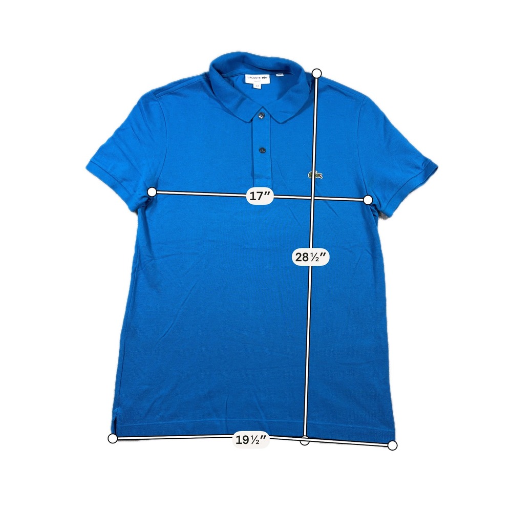 Lacoste Pique Polo Shirt Mens Medium Blue Slim Fit Short Sleeve Preppy Classic - Picture 6 of 7
